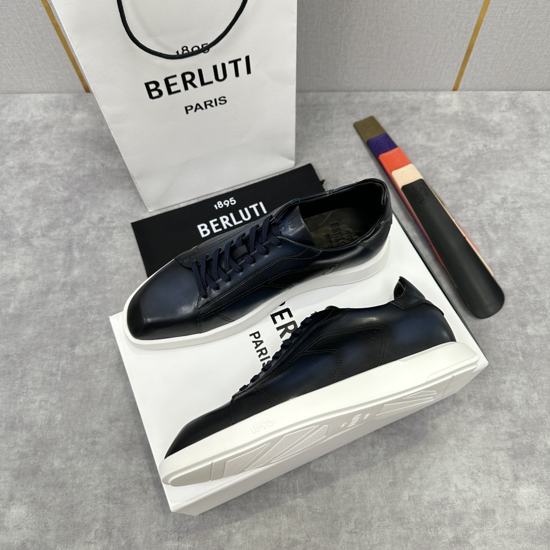 💋💍Berlut* 布鲁提 新款刀锋造型板鞋来袭 新品Stellar Scritto刺青手绘图纹休闲运动