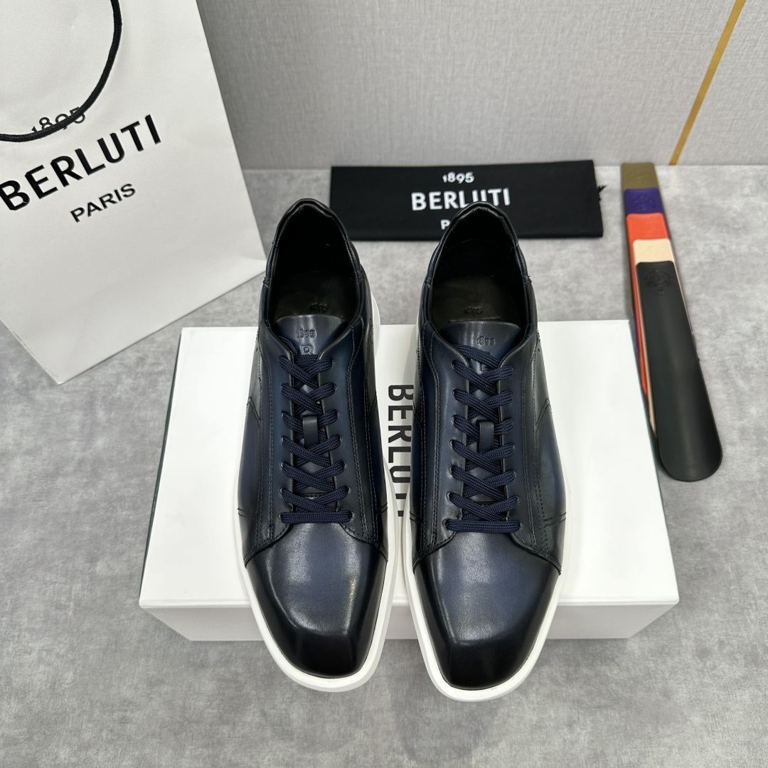 💋💍Berlut* 布鲁提 新款刀锋造型板鞋来袭 新品Stellar Scritto刺青手绘图纹休闲运动
