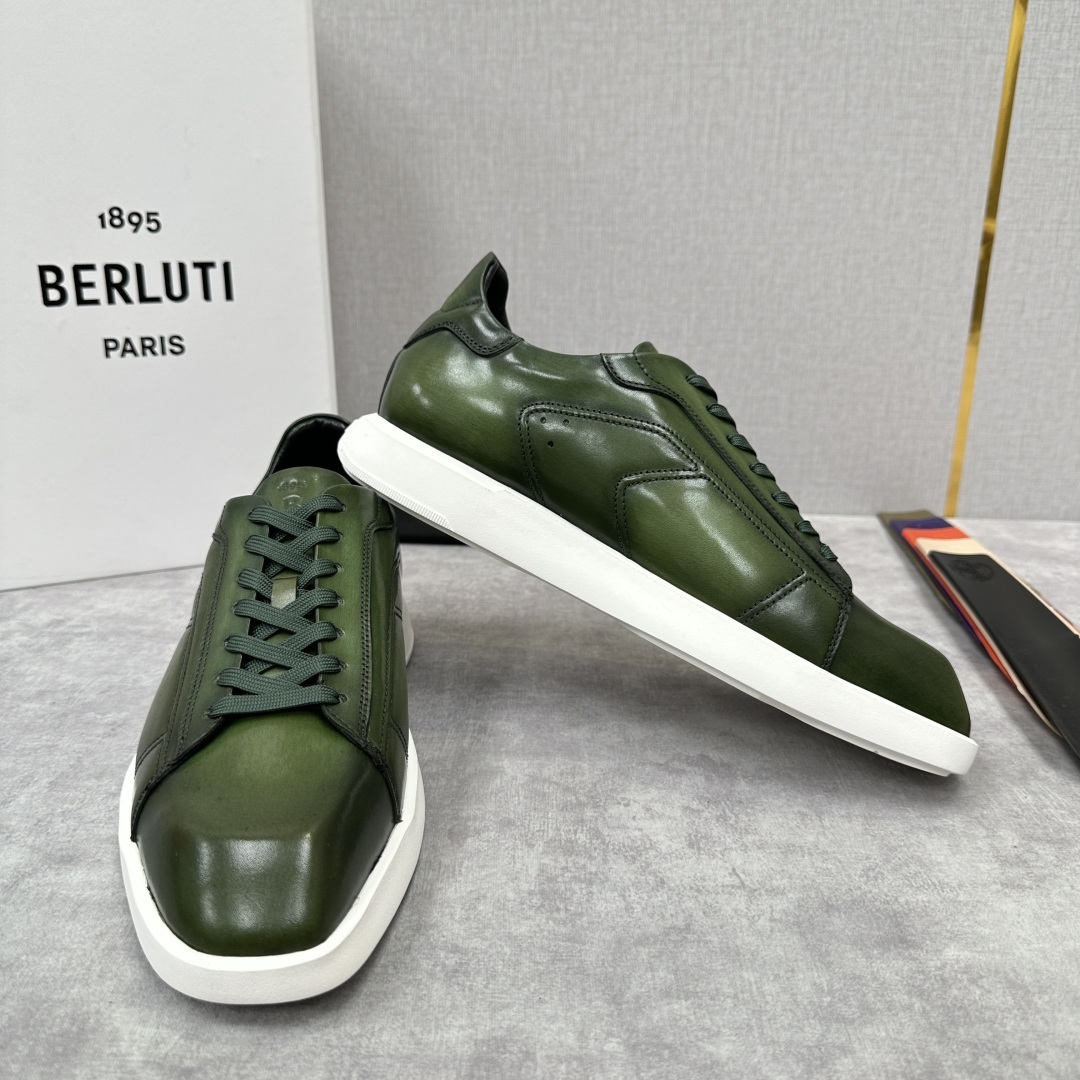💋💍Berlut* 布鲁提 新款刀锋造型板鞋来袭 新品Stellar Scritto刺青手绘图纹休闲运动