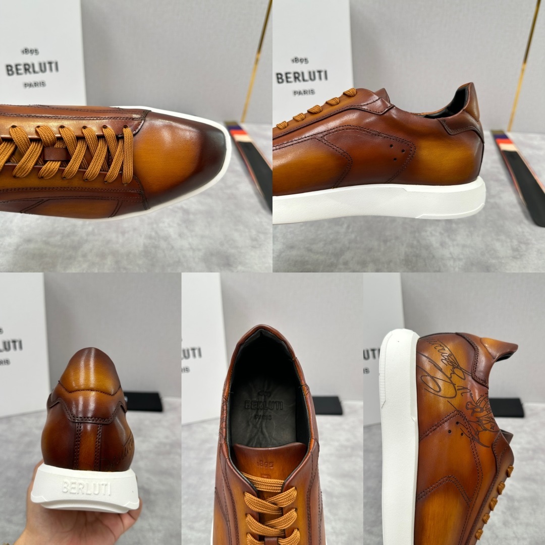 💋💍Berlut* 布鲁提 新款刀锋造型板鞋来袭 新品Stellar Scritto刺青手绘图纹休闲运动
