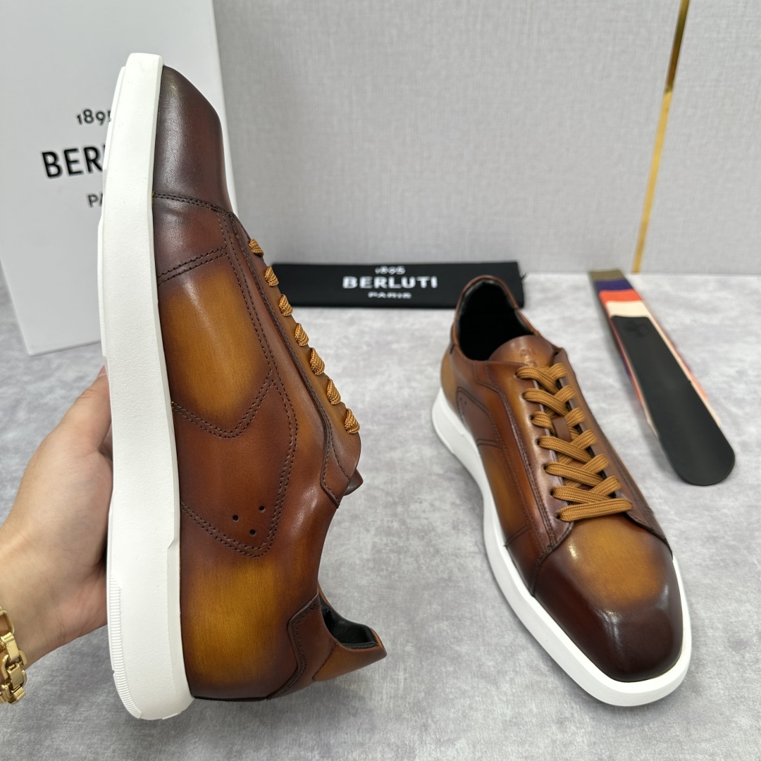 💋💍Berlut* 布鲁提 新款刀锋造型板鞋来袭 新品Stellar Scritto刺青手绘图纹休闲运动