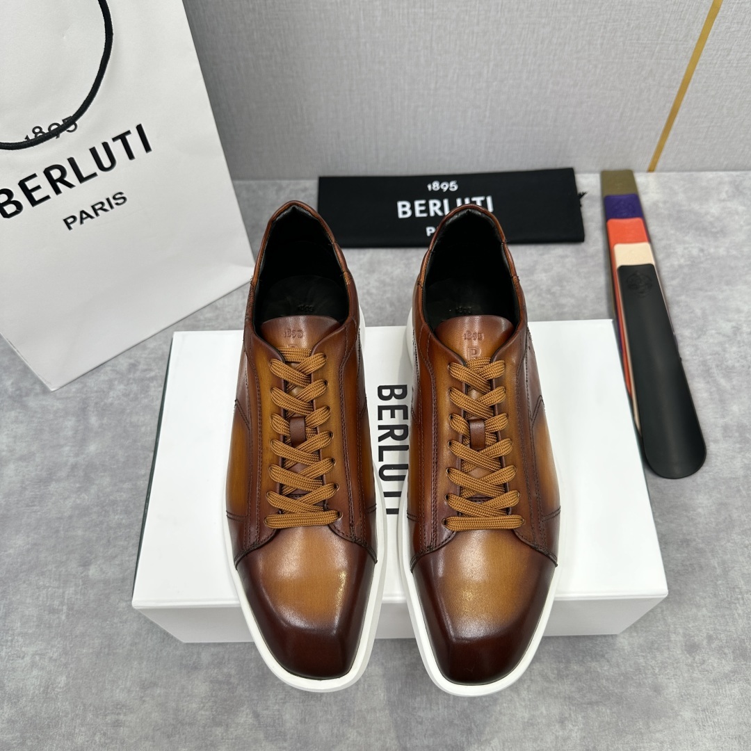 💋💍Berlut* 布鲁提 新款刀锋造型板鞋来袭 新品Stellar Scritto刺青手绘图纹休闲运动