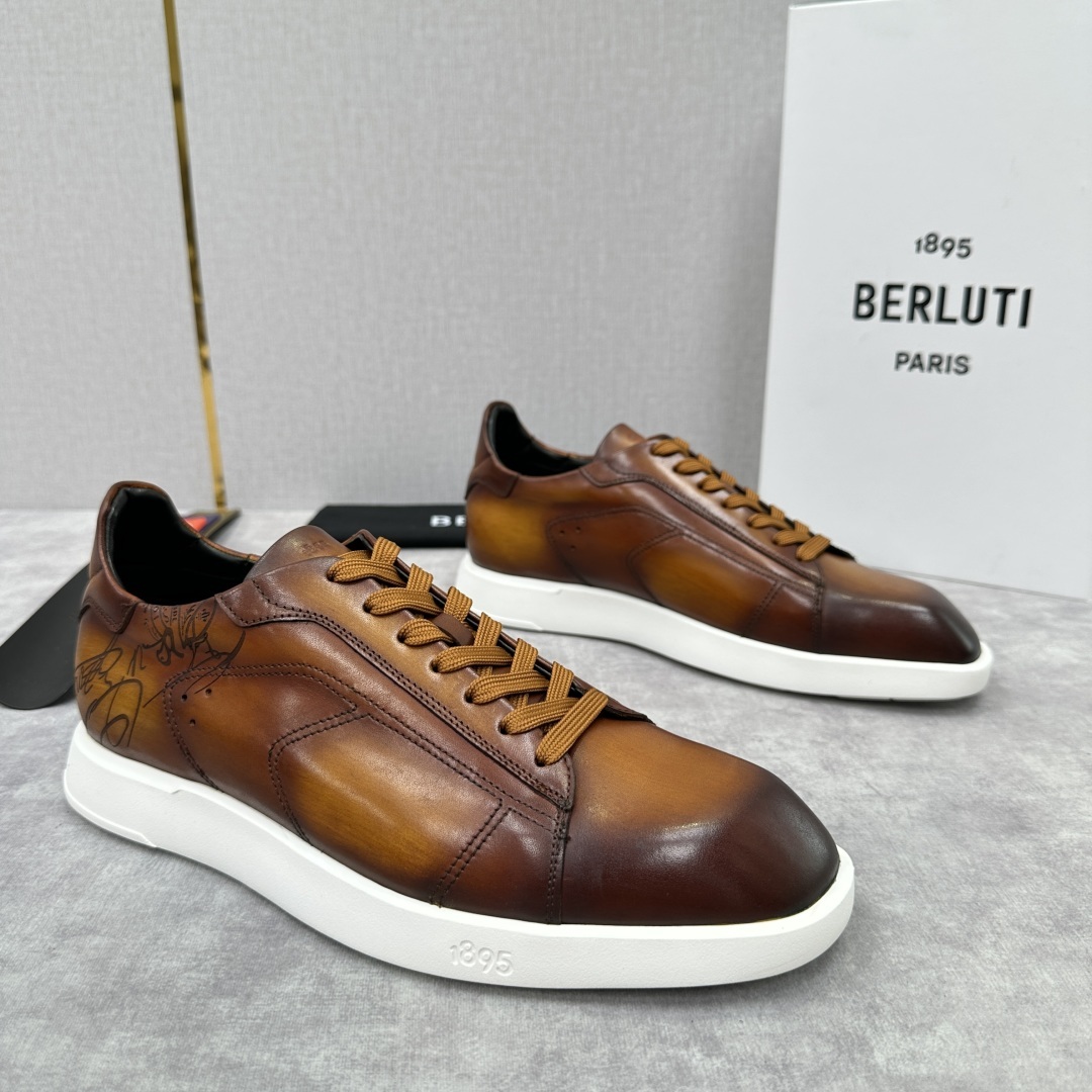 💋💍Berlut* 布鲁提 新款刀锋造型板鞋来袭 新品Stellar Scritto刺青手绘图纹休闲运动