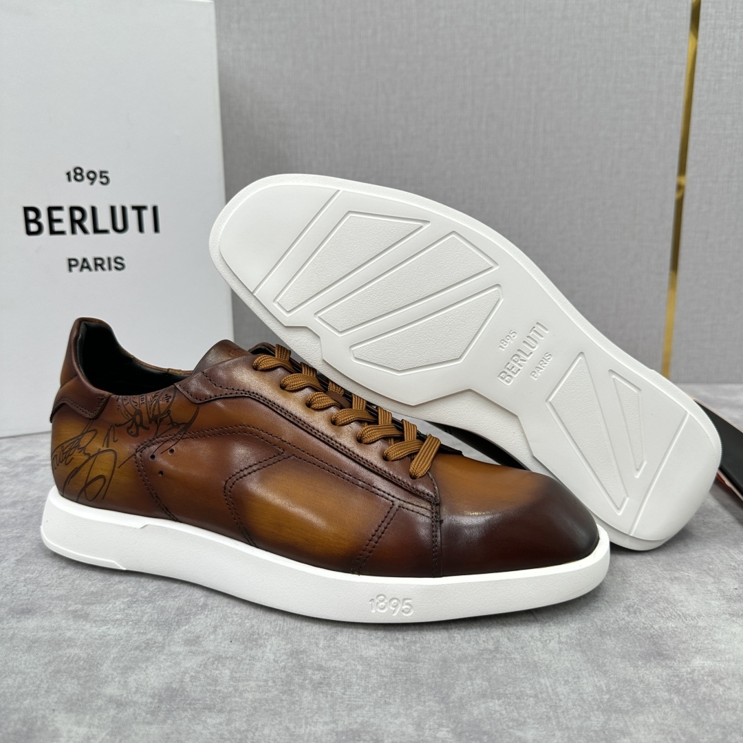 💋💍Berlut* 布鲁提 新款刀锋造型板鞋来袭 新品Stellar Scritto刺青手绘图纹休闲运动