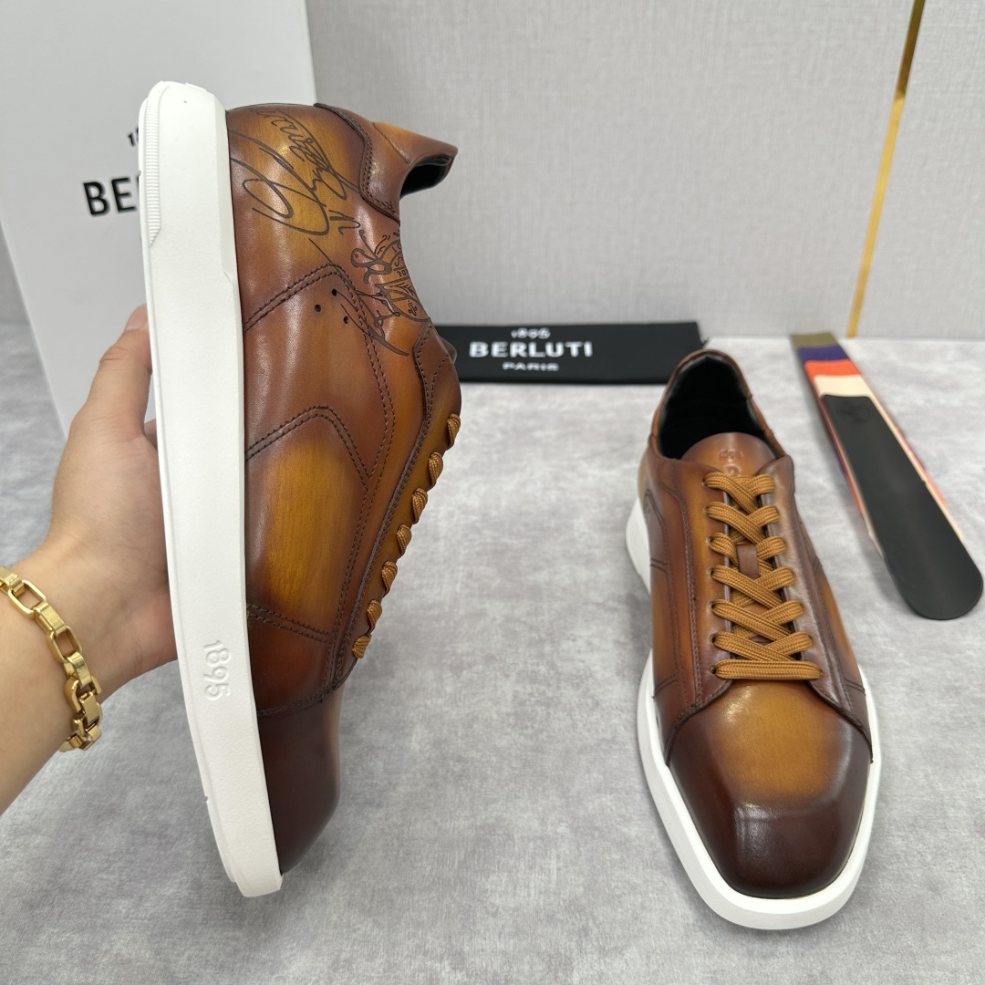 💋💍Berlut* 布鲁提 新款刀锋造型板鞋来袭 新品Stellar Scritto刺青手绘图纹休闲运动