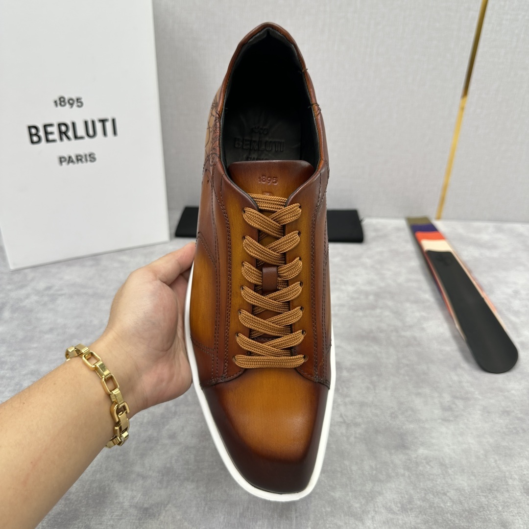 💋💍Berlut* 布鲁提 新款刀锋造型板鞋来袭 新品Stellar Scritto刺青手绘图纹休闲运动