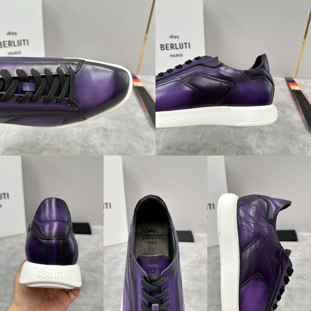 💋💍Berlut* 布鲁提 新款刀锋造型板鞋来袭 新品Stellar Scritto刺青手绘图纹休闲运动