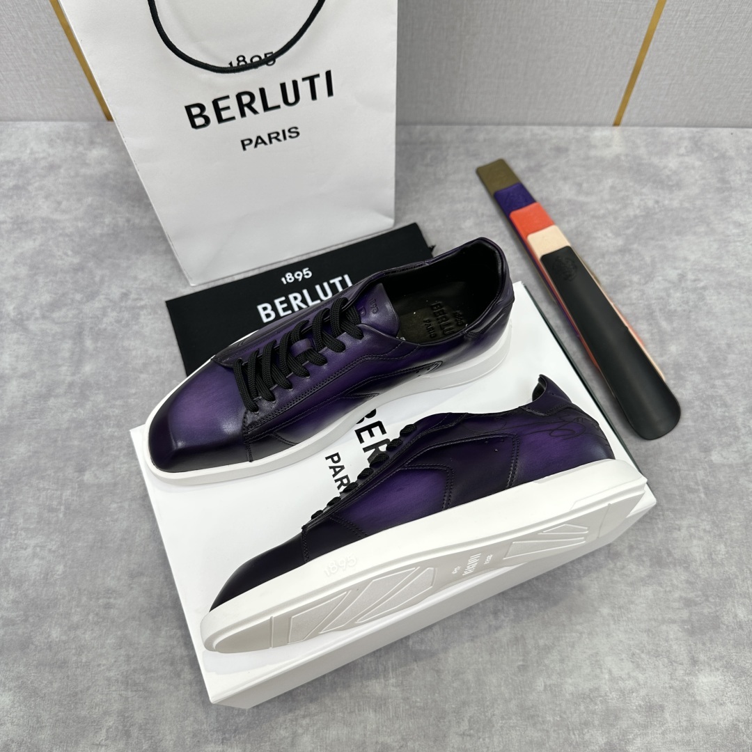 💋💍Berlut* 布鲁提 新款刀锋造型板鞋来袭 新品Stellar Scritto刺青手绘图纹休闲运动