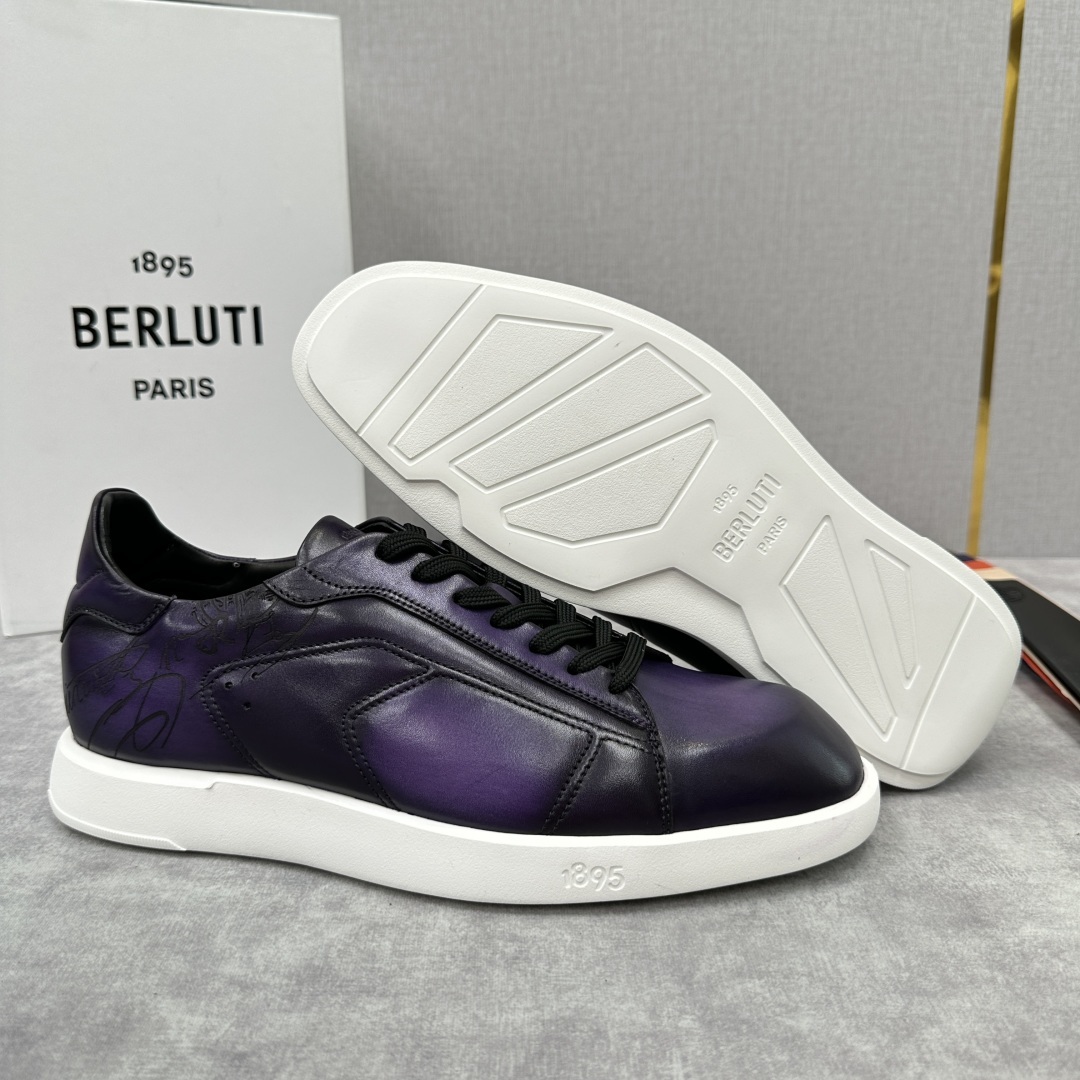 💋💍Berlut* 布鲁提 新款刀锋造型板鞋来袭 新品Stellar Scritto刺青手绘图纹休闲运动