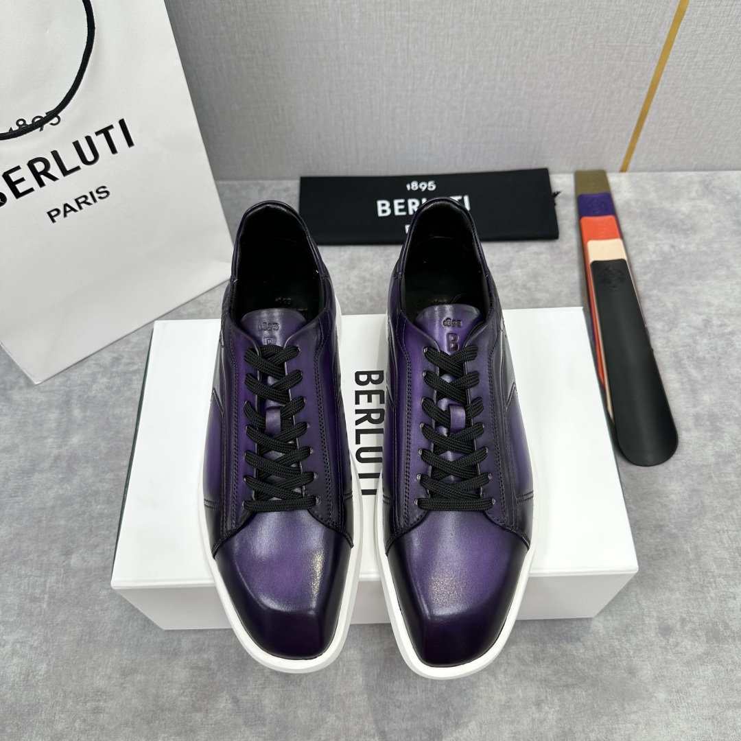 💋💍Berlut* 布鲁提 新款刀锋造型板鞋来袭 新品Stellar Scritto刺青手绘图纹休闲运动