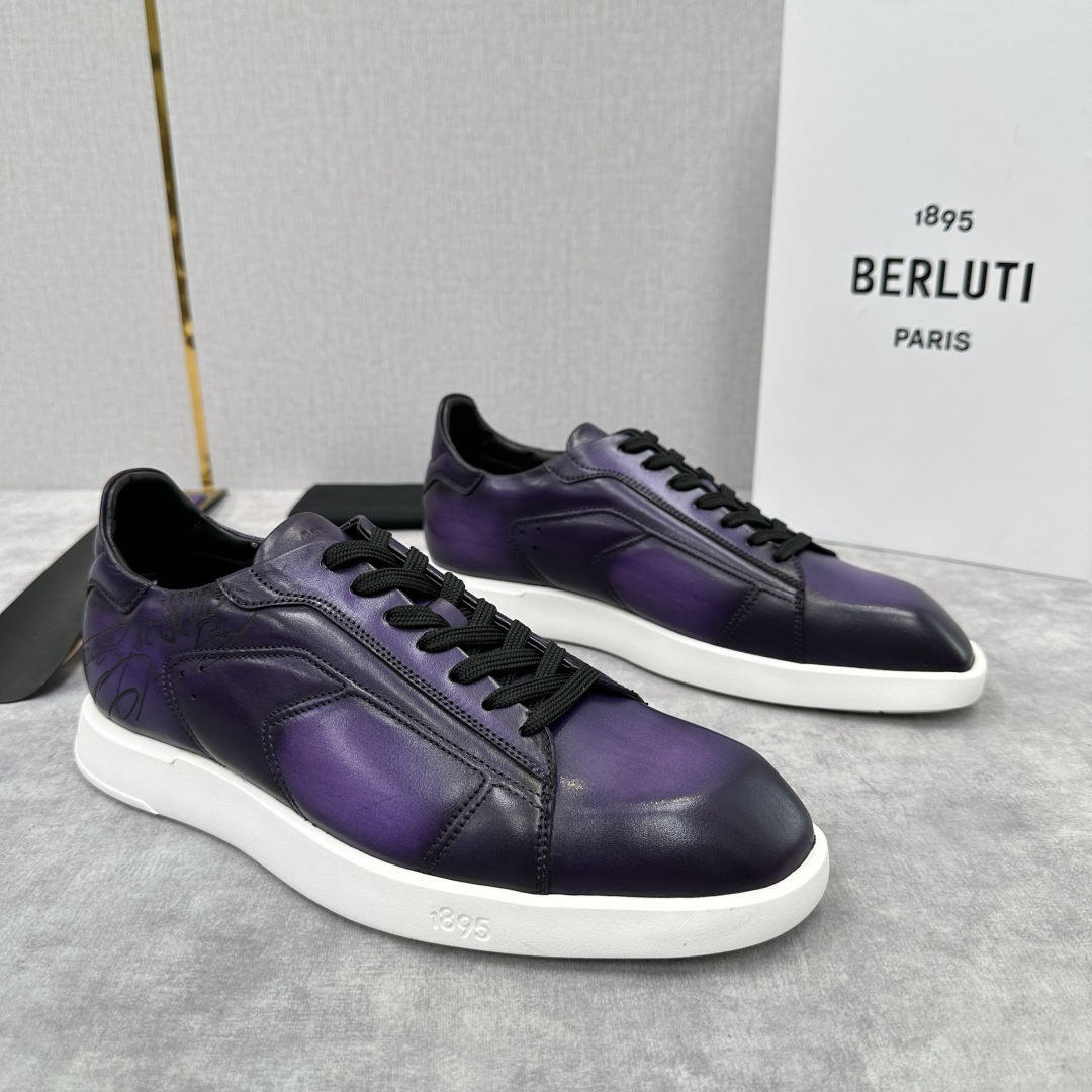 💋💍Berlut* 布鲁提 新款刀锋造型板鞋来袭 新品Stellar Scritto刺青手绘图纹休闲运动