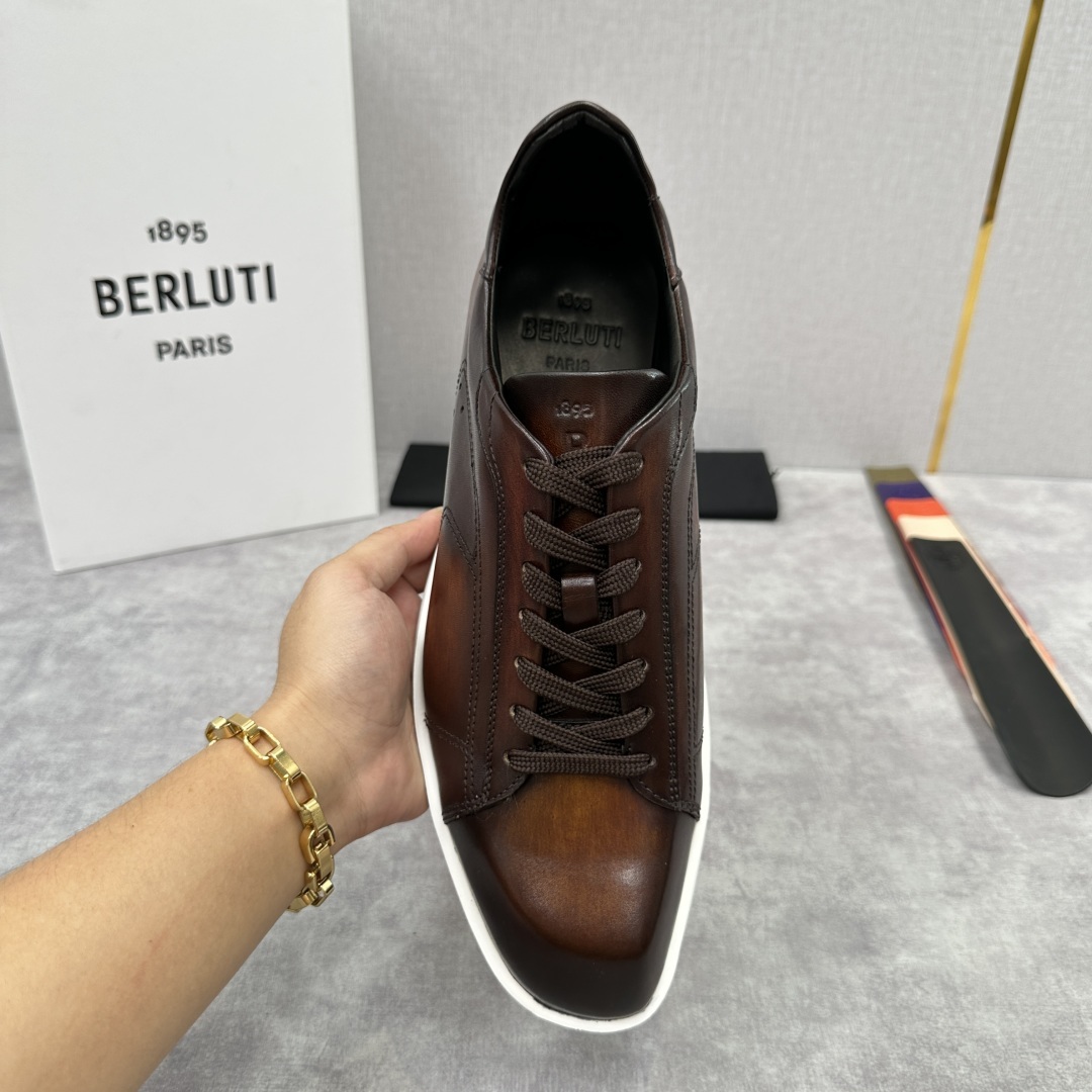 💋💍Berlut* 布鲁提 新款刀锋造型板鞋来袭 新品Stellar Scritto刺青手绘图纹休闲运动
