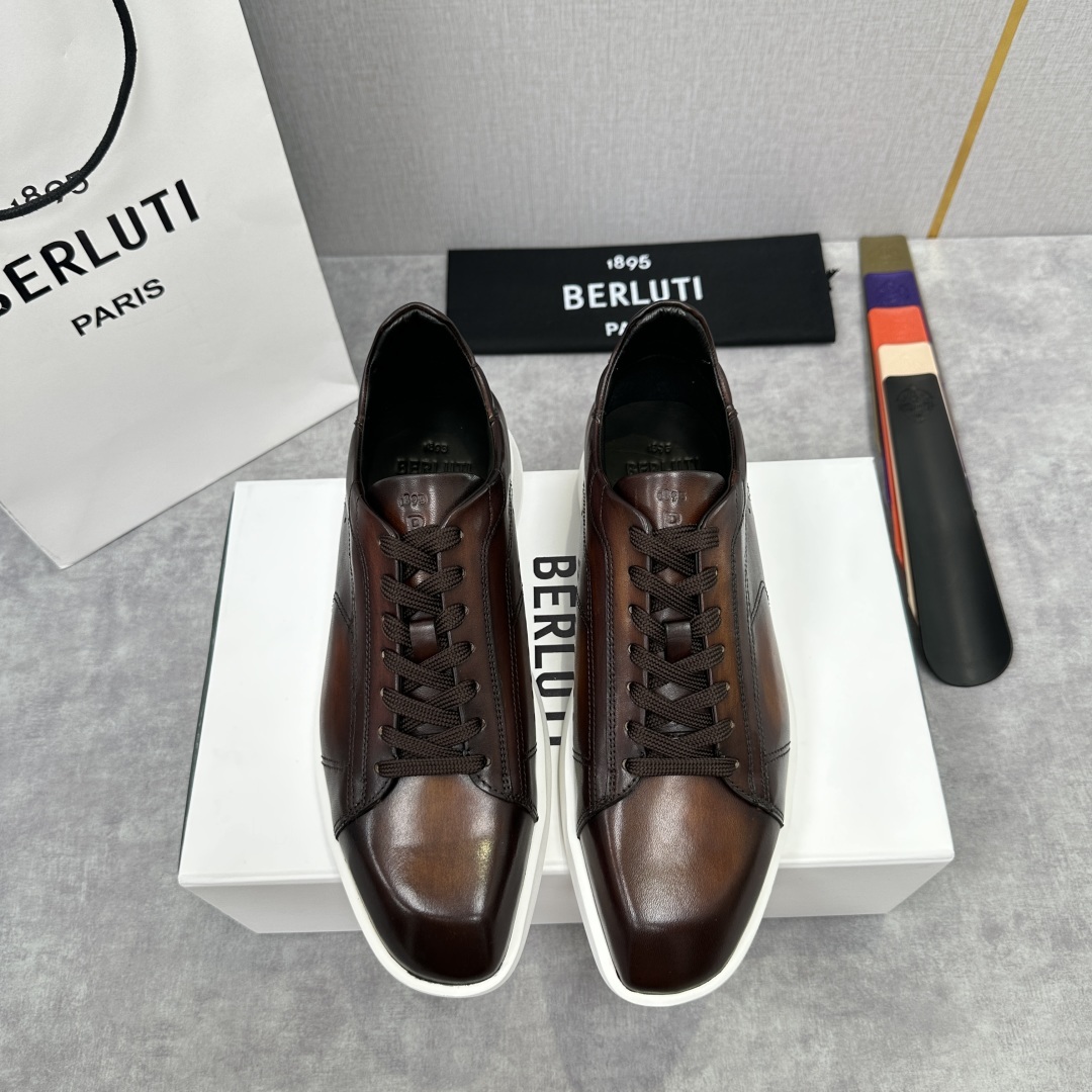 💋💍Berlut* 布鲁提 新款刀锋造型板鞋来袭 新品Stellar Scritto刺青手绘图纹休闲运动