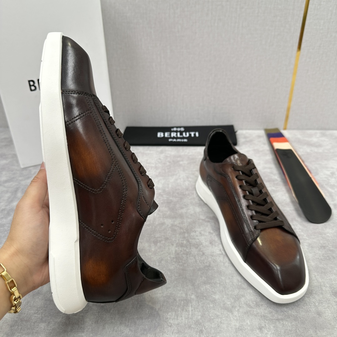 💋💍Berlut* 布鲁提 新款刀锋造型板鞋来袭 新品Stellar Scritto刺青手绘图纹休闲运动