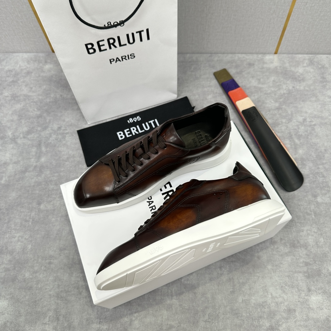 💋💍Berlut* 布鲁提 新款刀锋造型板鞋来袭 新品Stellar Scritto刺青手绘图纹休闲运动