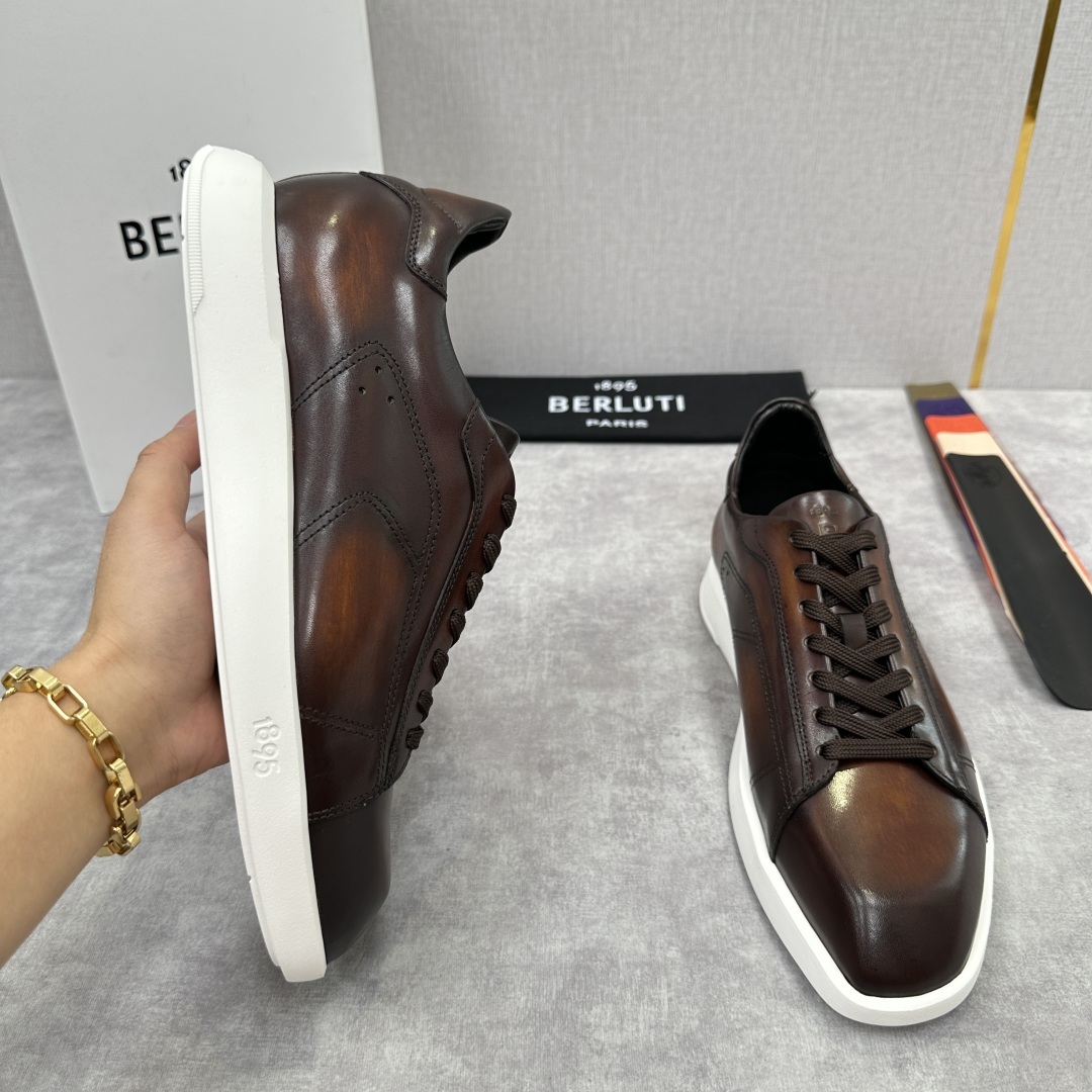 💋💍Berlut* 布鲁提 新款刀锋造型板鞋来袭 新品Stellar Scritto刺青手绘图纹休闲运动