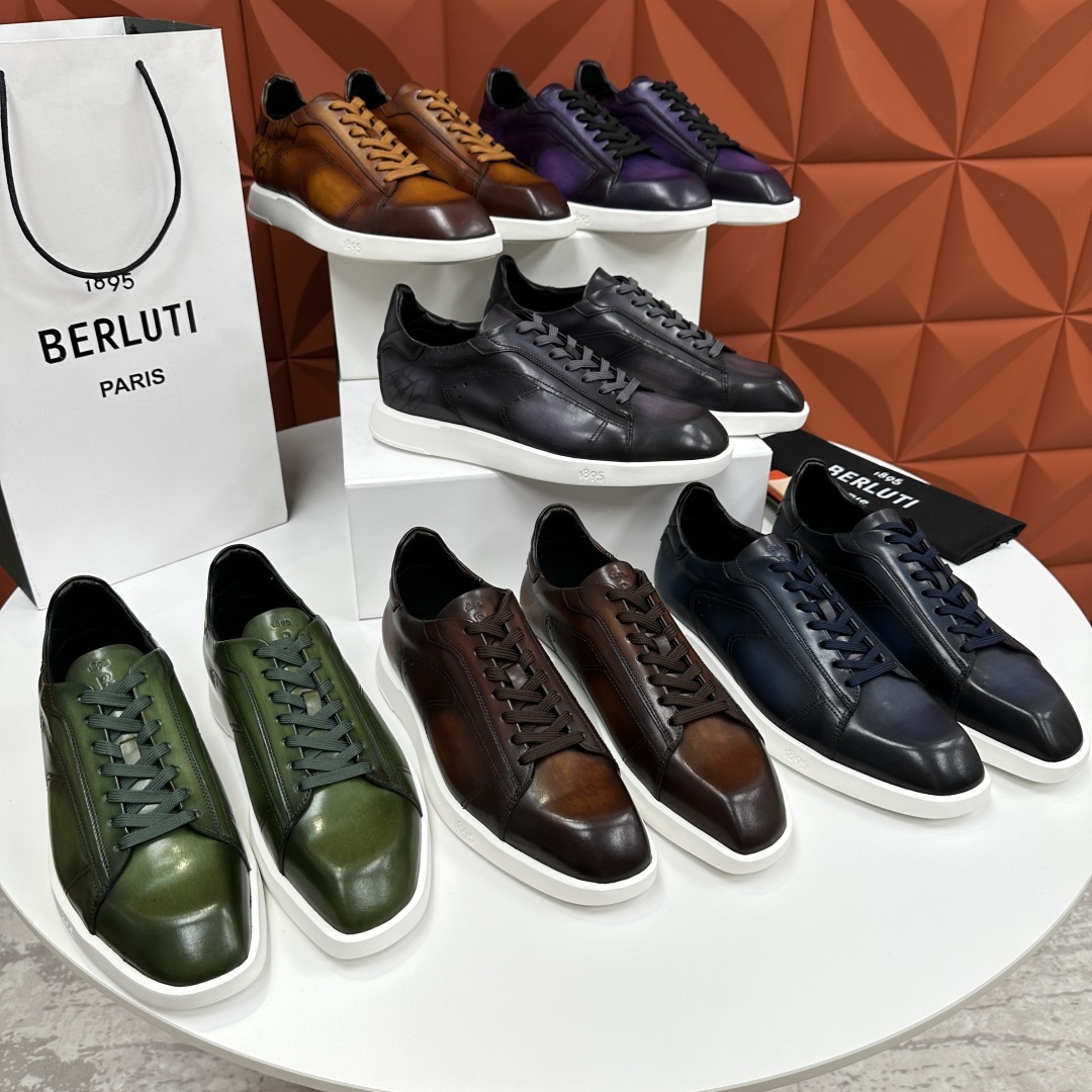 💋💍Berlut* 布鲁提 新款刀锋造型板鞋来袭 新品Stellar Scritto刺青手绘图纹休闲运动