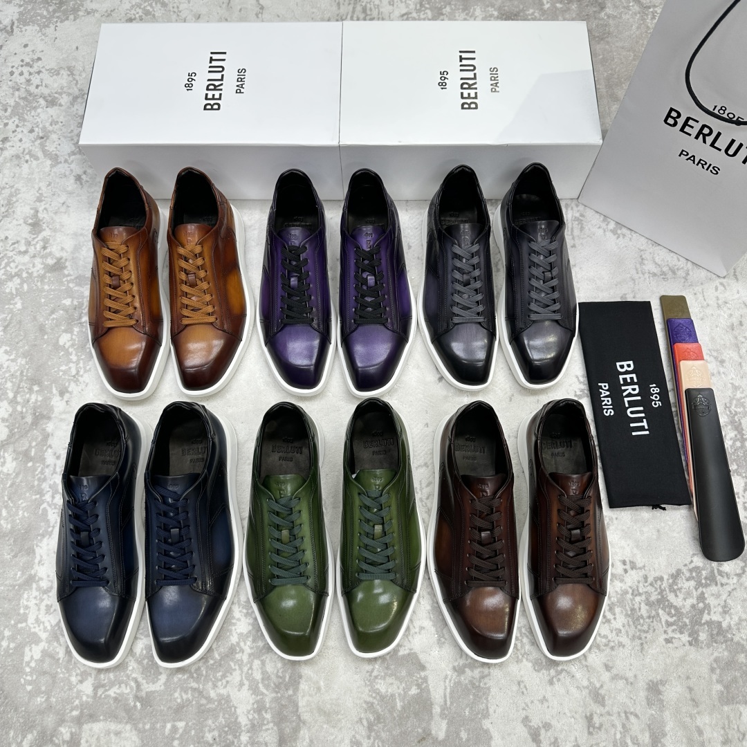 💋💍Berlut* 布鲁提 新款刀锋造型板鞋来袭 新品Stellar Scritto刺青手绘图纹休闲运动