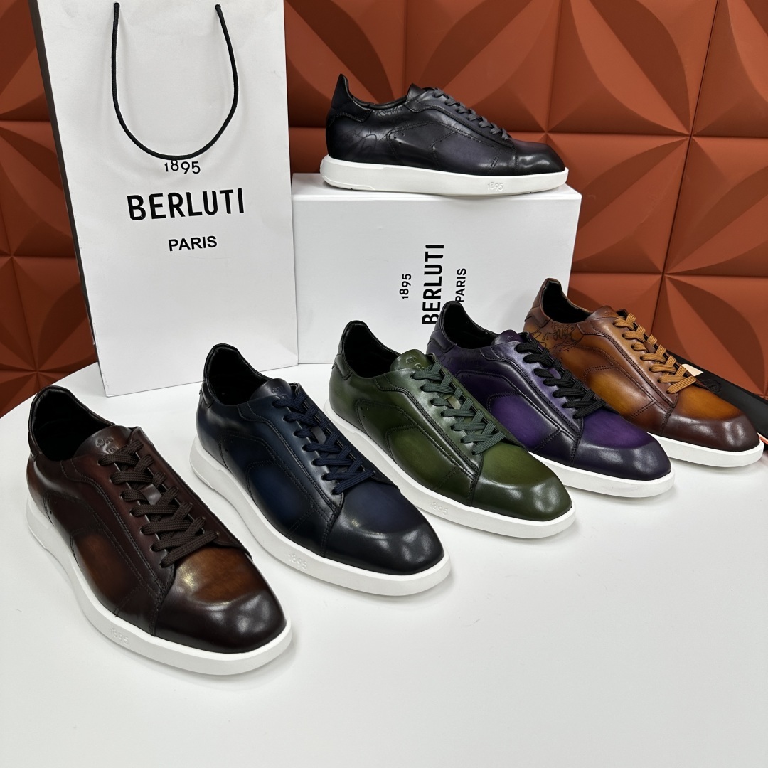 💋💍Berlut* 布鲁提 新款刀锋造型板鞋来袭 新品Stellar Scritto刺青手绘图纹休闲运动