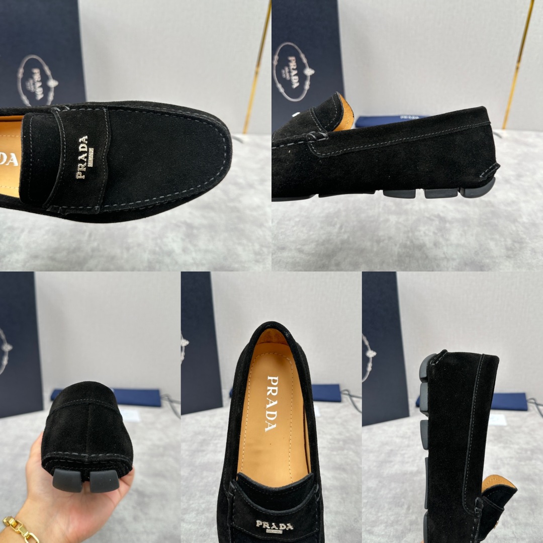 💋💍PRAD*/普拉-达 P家新品Saffiano 皮革乐福鞋 这款驾车鞋以柔软金丝光反毛皮制成，内里小