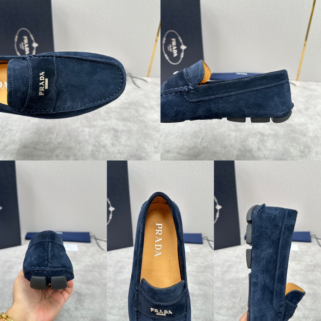 💋💍PRAD*/普拉-达 P家新品Saffiano 皮革乐福鞋 这款驾车鞋以柔软金丝光反毛皮制成，内里小