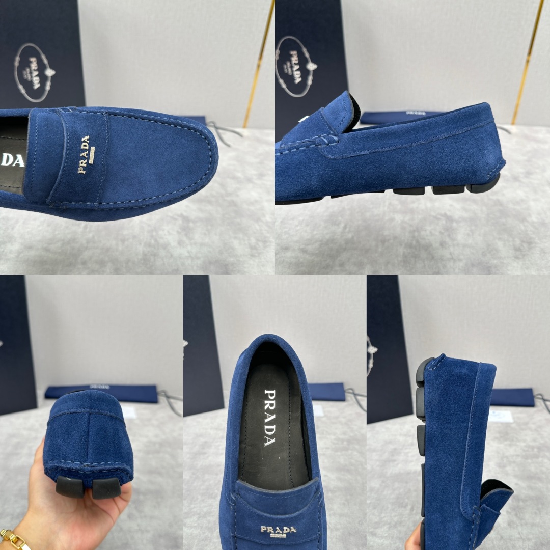 💋💍PRAD*/普拉-达 P家新品Saffiano 皮革乐福鞋 这款驾车鞋以柔软金丝光反毛皮制成，内里小