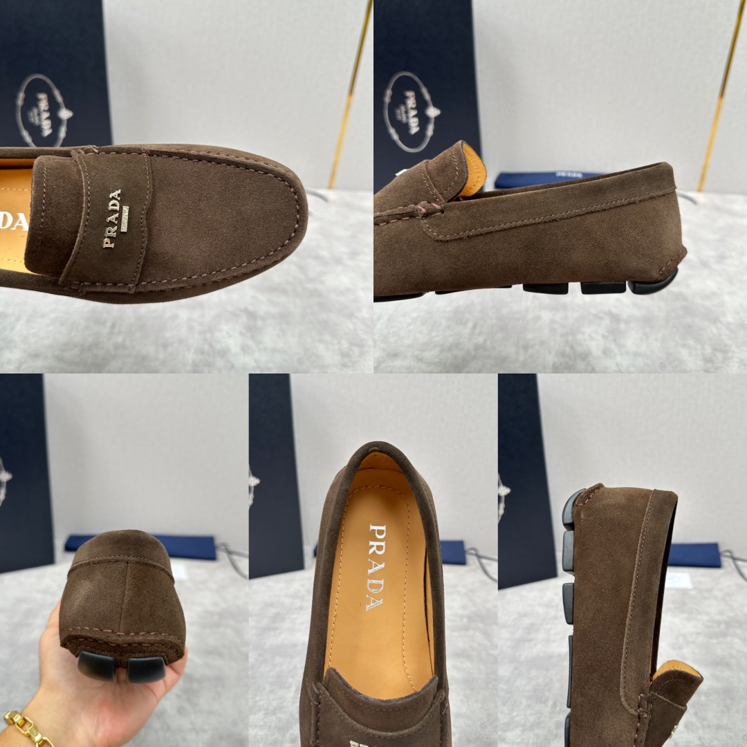 💋💍PRAD*/普拉-达 P家新品Saffiano 皮革乐福鞋 这款驾车鞋以柔软金丝光反毛皮制成，内里小