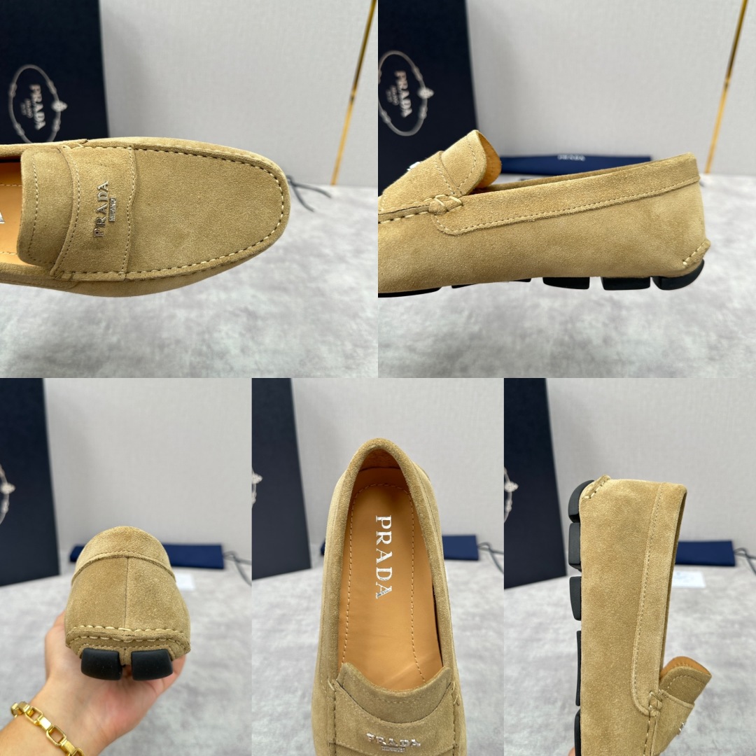 💋💍PRAD*/普拉-达 P家新品Saffiano 皮革乐福鞋 这款驾车鞋以柔软金丝光反毛皮制成，内里小