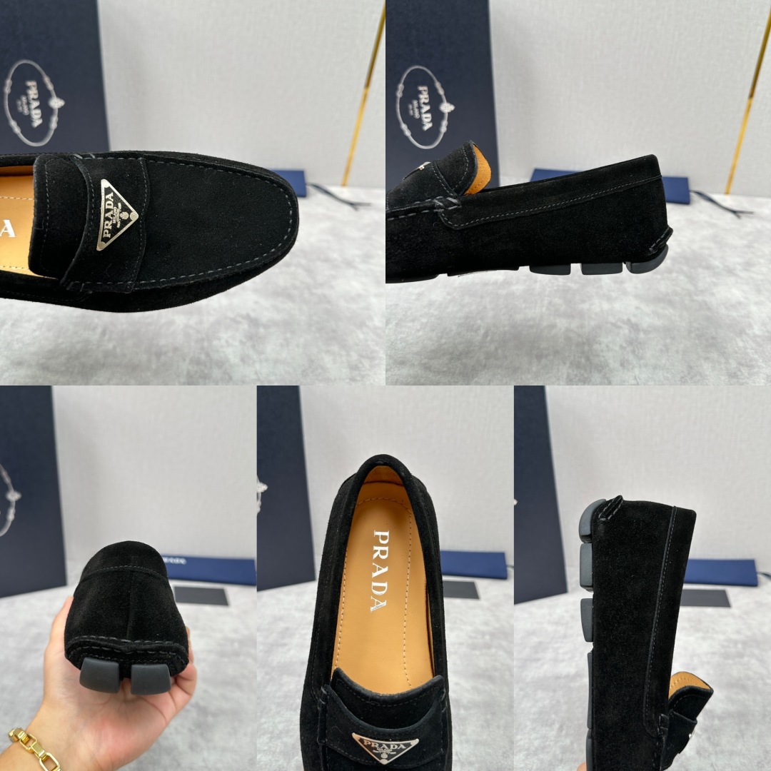 💋💍PRAD*/普拉-达 P家新品Saffiano 皮革乐福鞋 这款驾车鞋以柔软金丝光反毛皮制成，内里小