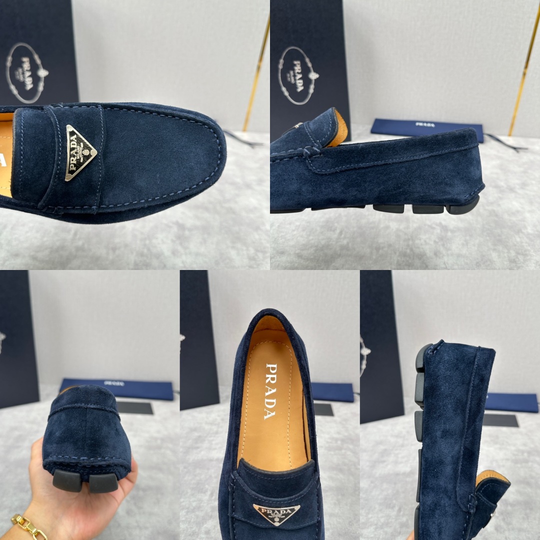💋💍PRAD*/普拉-达 P家新品Saffiano 皮革乐福鞋 这款驾车鞋以柔软金丝光反毛皮制成，内里小