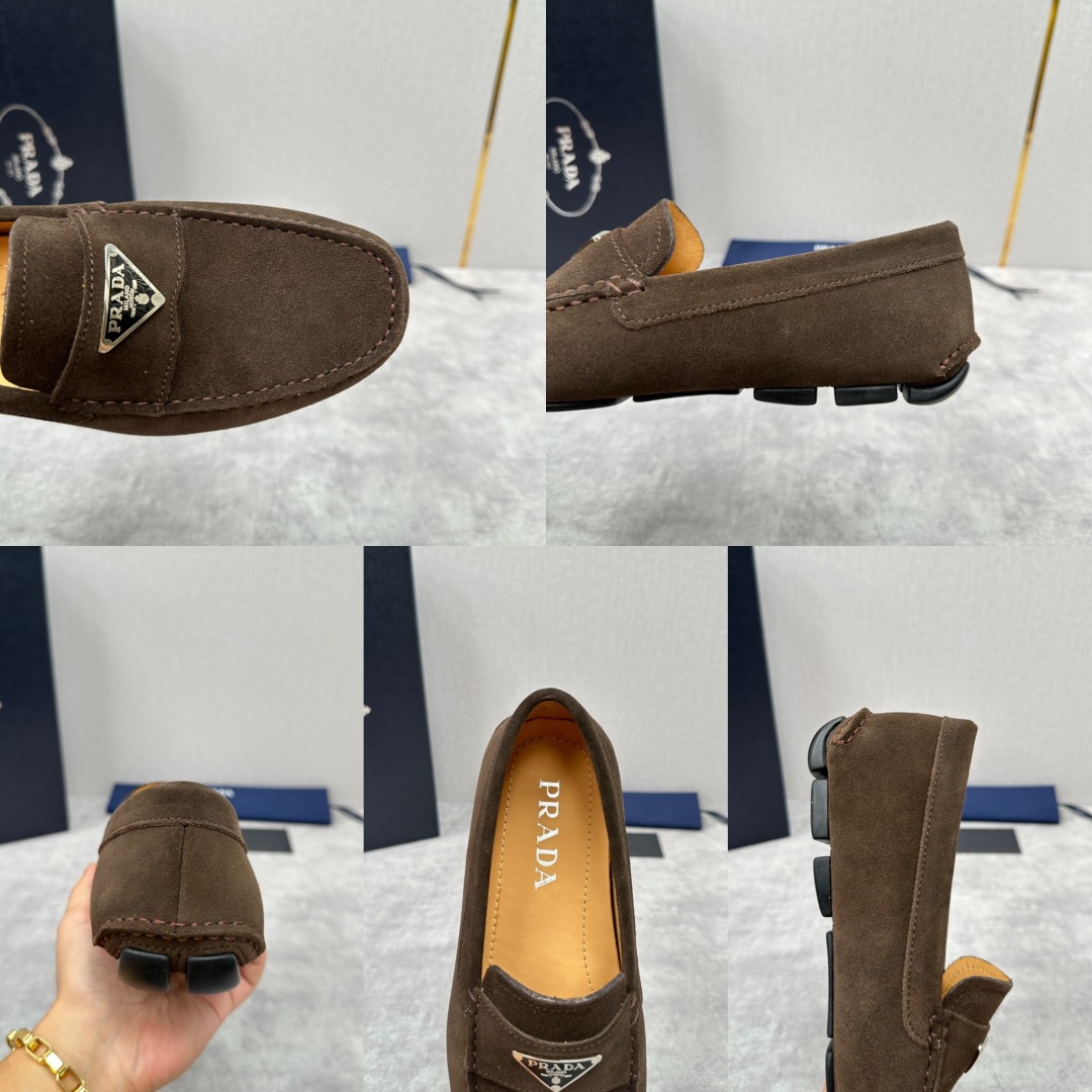💋💍PRAD*/普拉-达 P家新品Saffiano 皮革乐福鞋 这款驾车鞋以柔软金丝光反毛皮制成，内里小