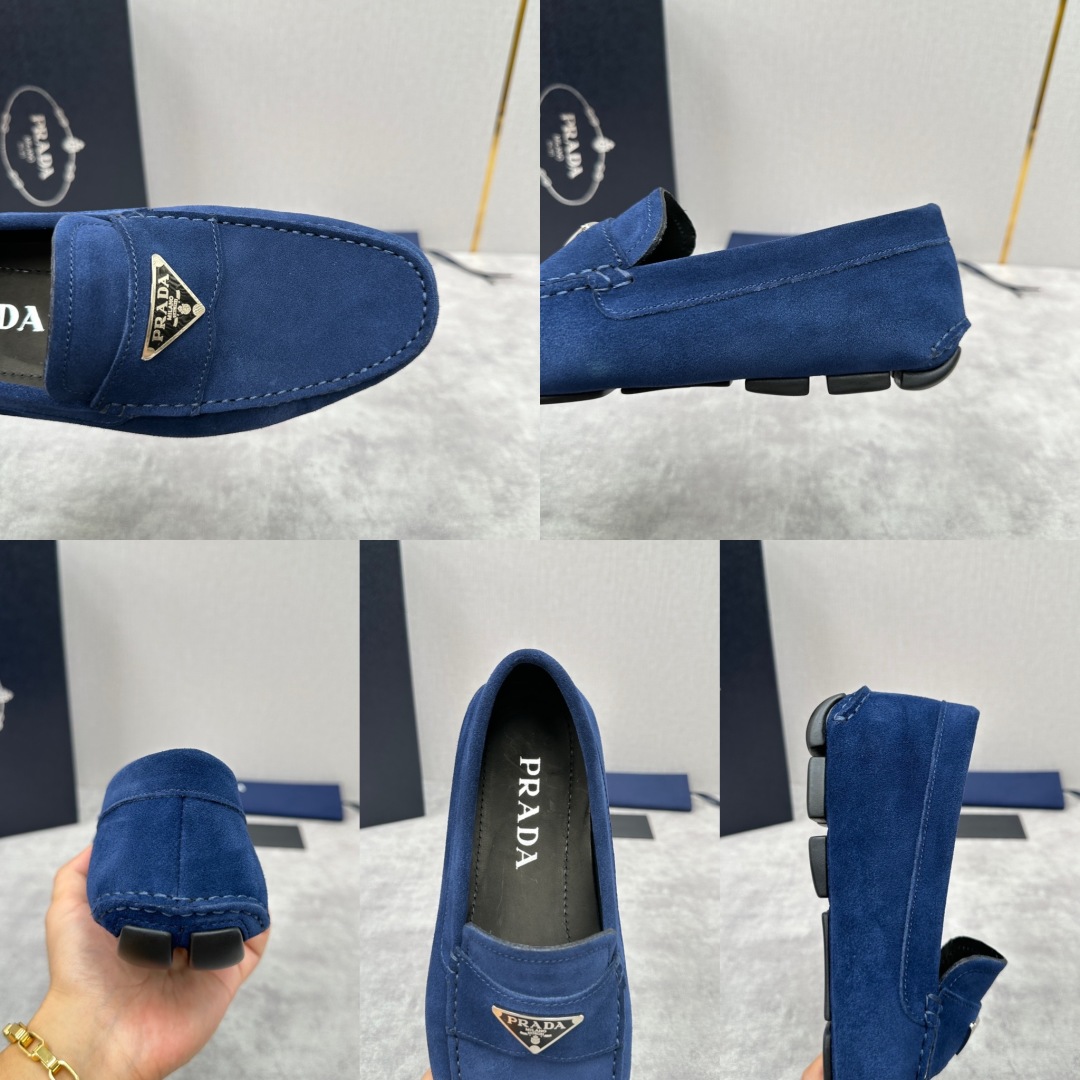 💋💍PRAD*/普拉-达 P家新品Saffiano 皮革乐福鞋 这款驾车鞋以柔软金丝光反毛皮制成，内里小