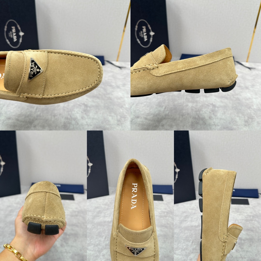💋💍PRAD*/普拉-达 P家新品Saffiano 皮革乐福鞋 这款驾车鞋以柔软金丝光反毛皮制成，内里小