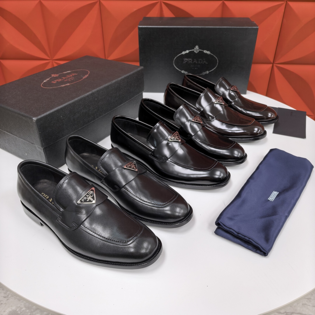 💋💍P家 渠道精品 Prad*/普拉-达  新款正装鞋 Saffiano系列男士皮革乐福鞋  采用进口小