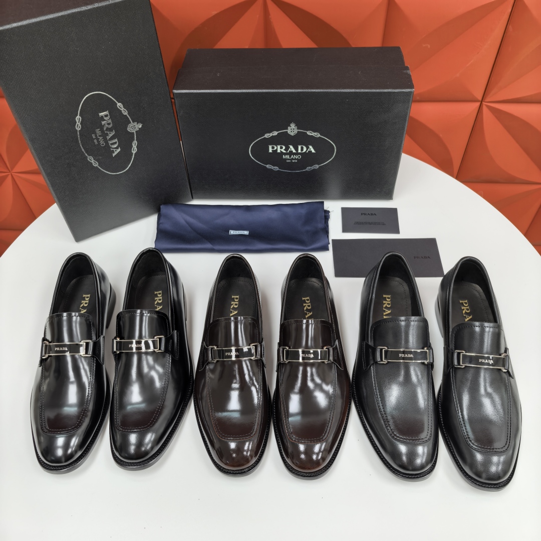 💋💍P家 渠道精品 Prad*/普拉-达  新款正装鞋 Saffiano系列男士皮革乐福鞋  采用进口小