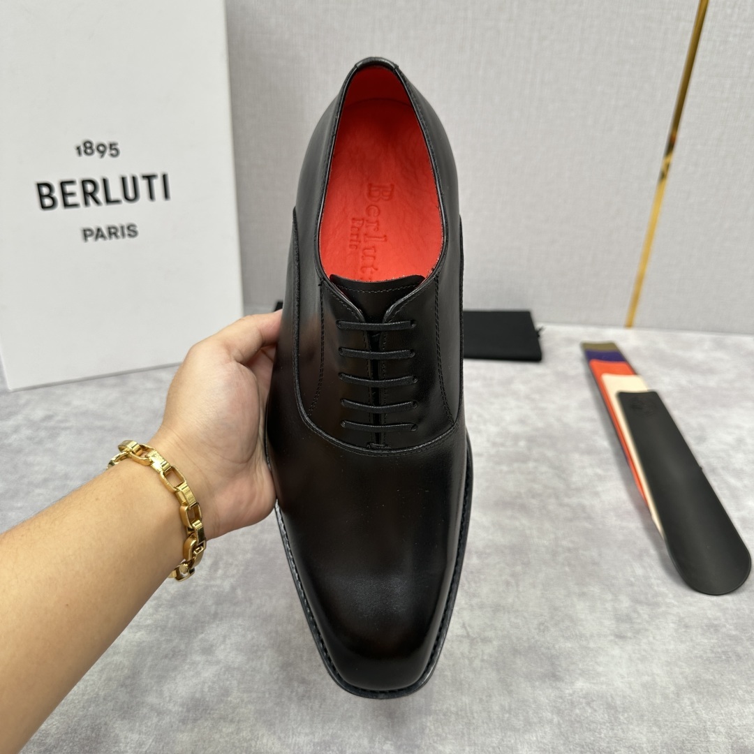 💋💍Berlut* 布鲁提 新款男士光面手工擦色正装皮鞋出货 甄选优质进口小牛皮鞋面 手工擦色工