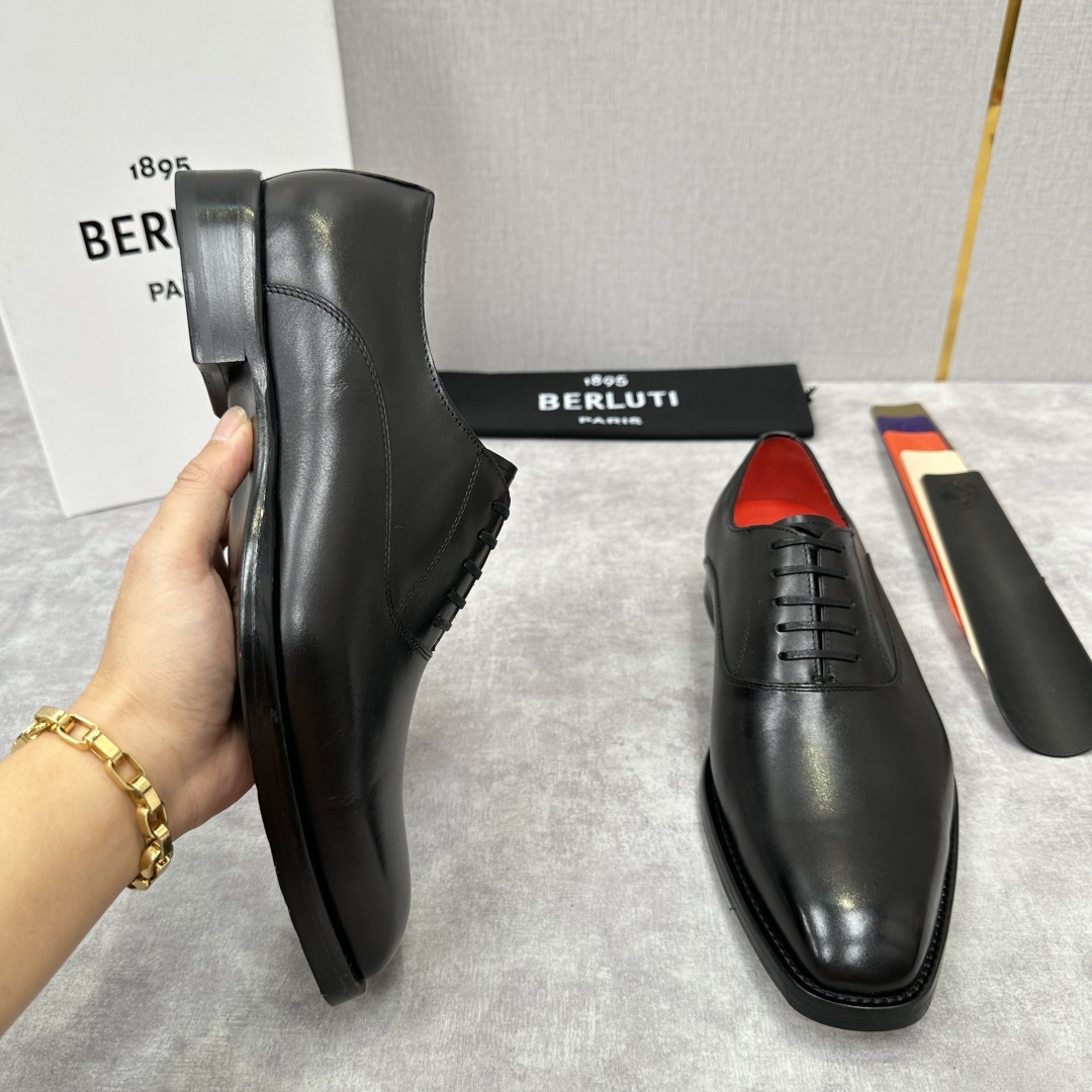 💋💍Berlut* 布鲁提 新款男士光面手工擦色正装皮鞋出货 甄选优质进口小牛皮鞋面 手工擦色工