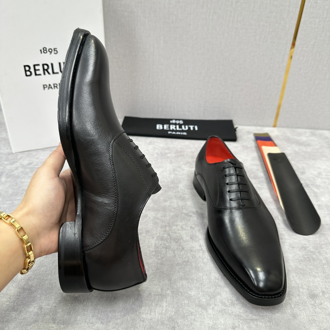 💋💍Berlut* 布鲁提 新款男士光面手工擦色正装皮鞋出货 甄选优质进口小牛皮鞋面 手工擦色工