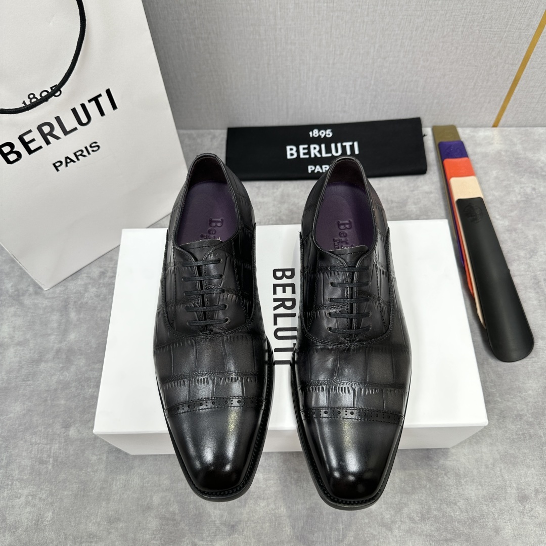 💋💍Berlut* 布鲁提 新款男士三接头手工擦色正装皮鞋出货 甄选优质进口小牛皮鞋面 手工擦色