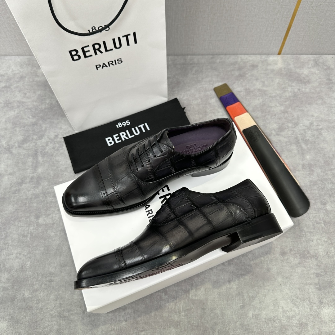 💋💍Berlut* 布鲁提 新款男士三接头手工擦色正装皮鞋出货 甄选优质进口小牛皮鞋面 手工擦色