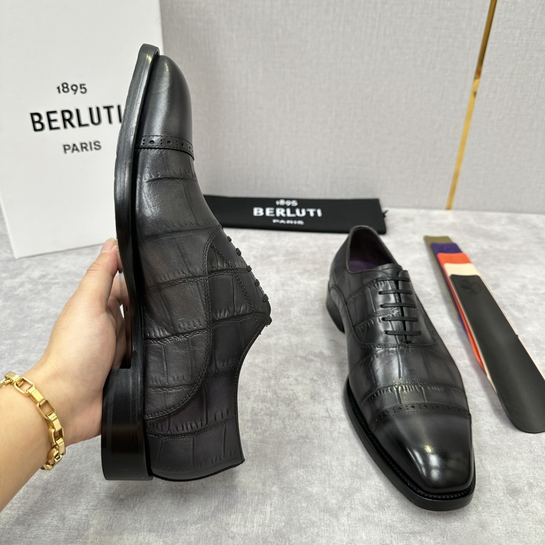 💋💍Berlut* 布鲁提 新款男士三接头手工擦色正装皮鞋出货 甄选优质进口小牛皮鞋面 手工擦色
