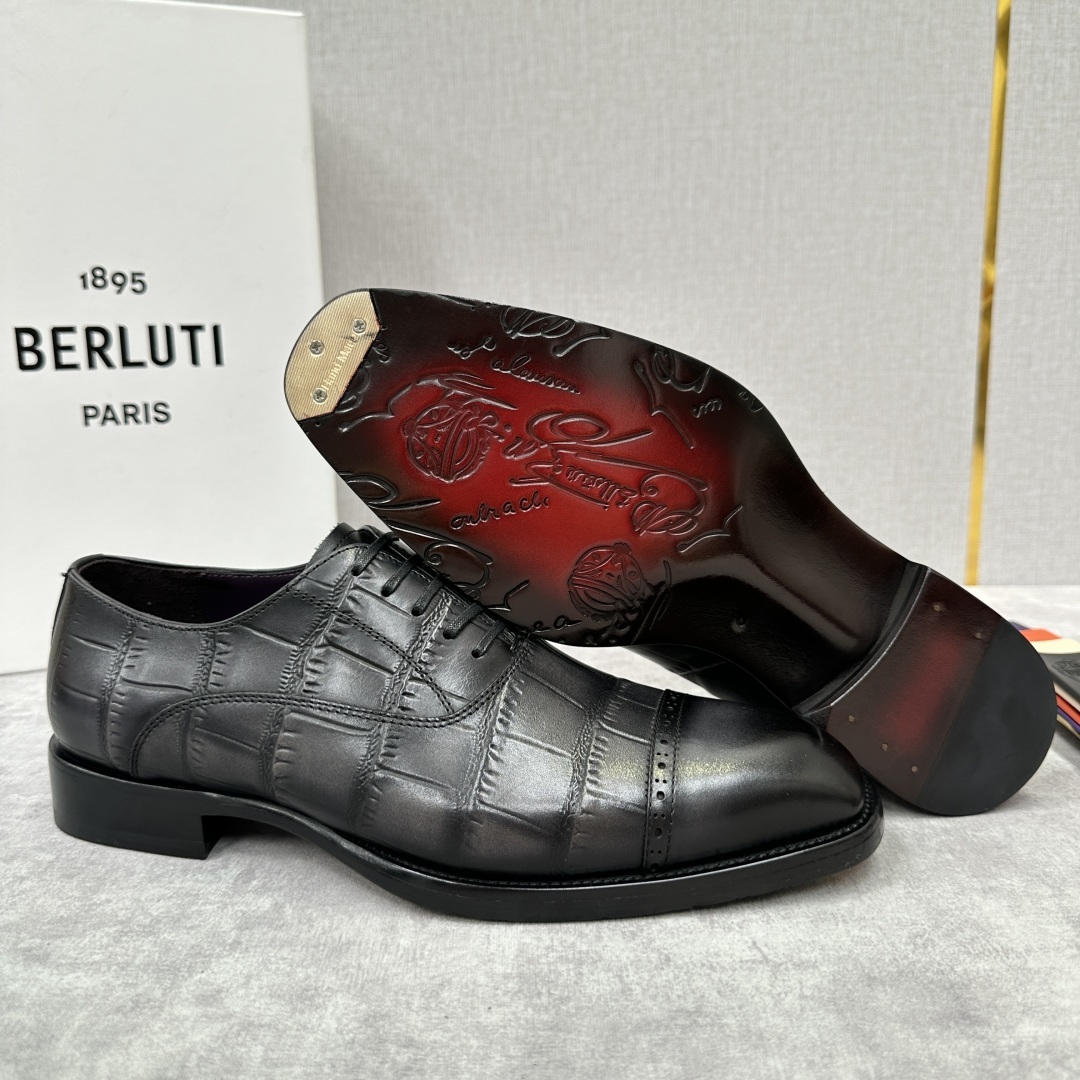 💋💍Berlut* 布鲁提 新款男士三接头手工擦色正装皮鞋出货 甄选优质进口小牛皮鞋面 手工擦色