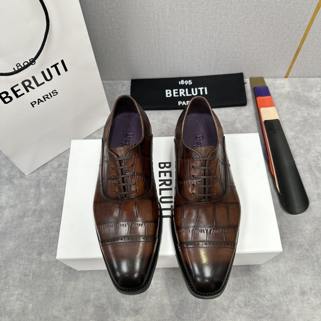 💋💍Berlut* 布鲁提 新款男士三接头手工擦色正装皮鞋出货 甄选优质进口小牛皮鞋面 手工擦色