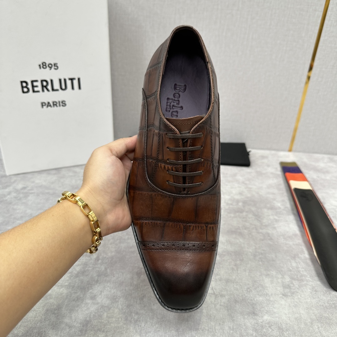 💋💍Berlut* 布鲁提 新款男士三接头手工擦色正装皮鞋出货 甄选优质进口小牛皮鞋面 手工擦色