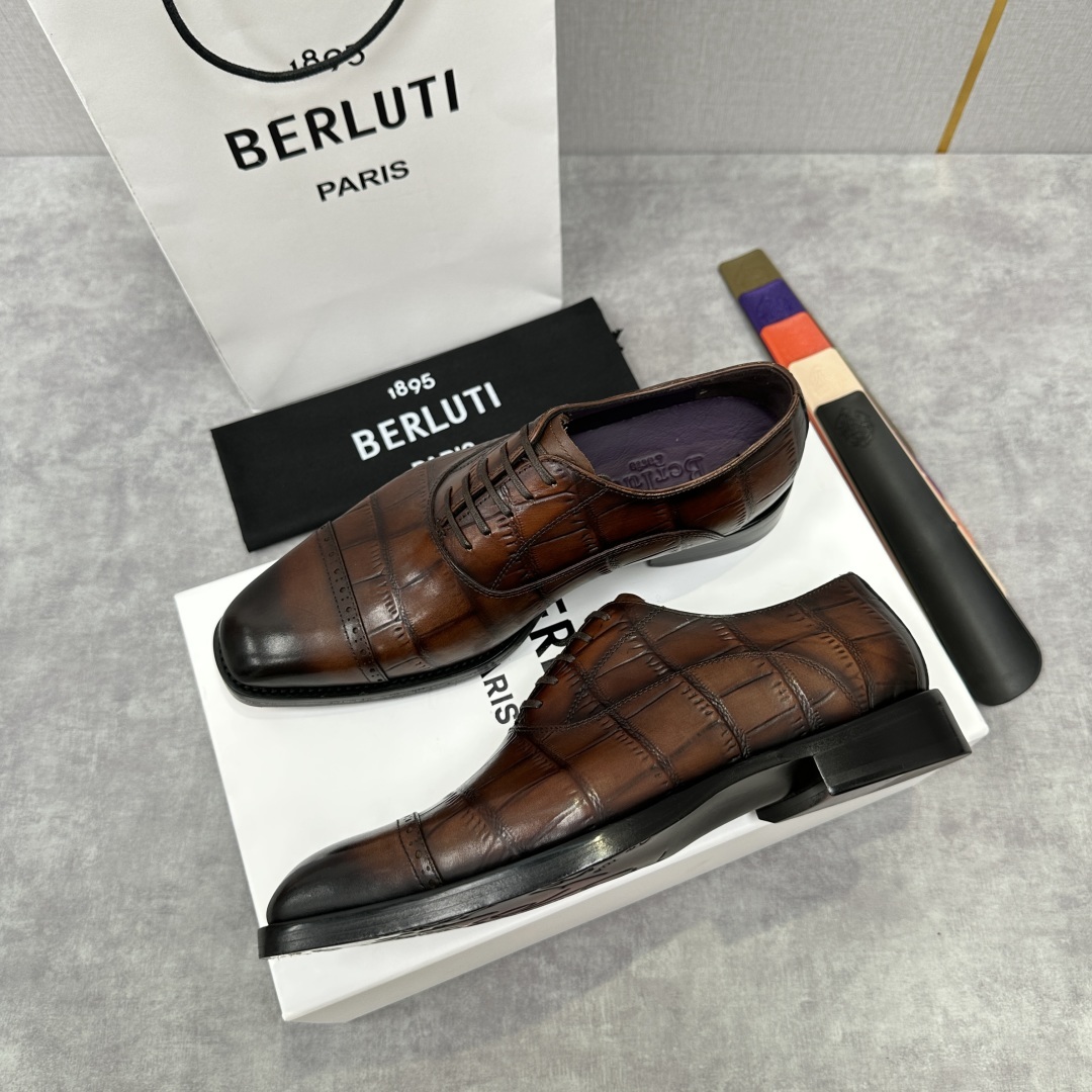 💋💍Berlut* 布鲁提 新款男士三接头手工擦色正装皮鞋出货 甄选优质进口小牛皮鞋面 手工擦色