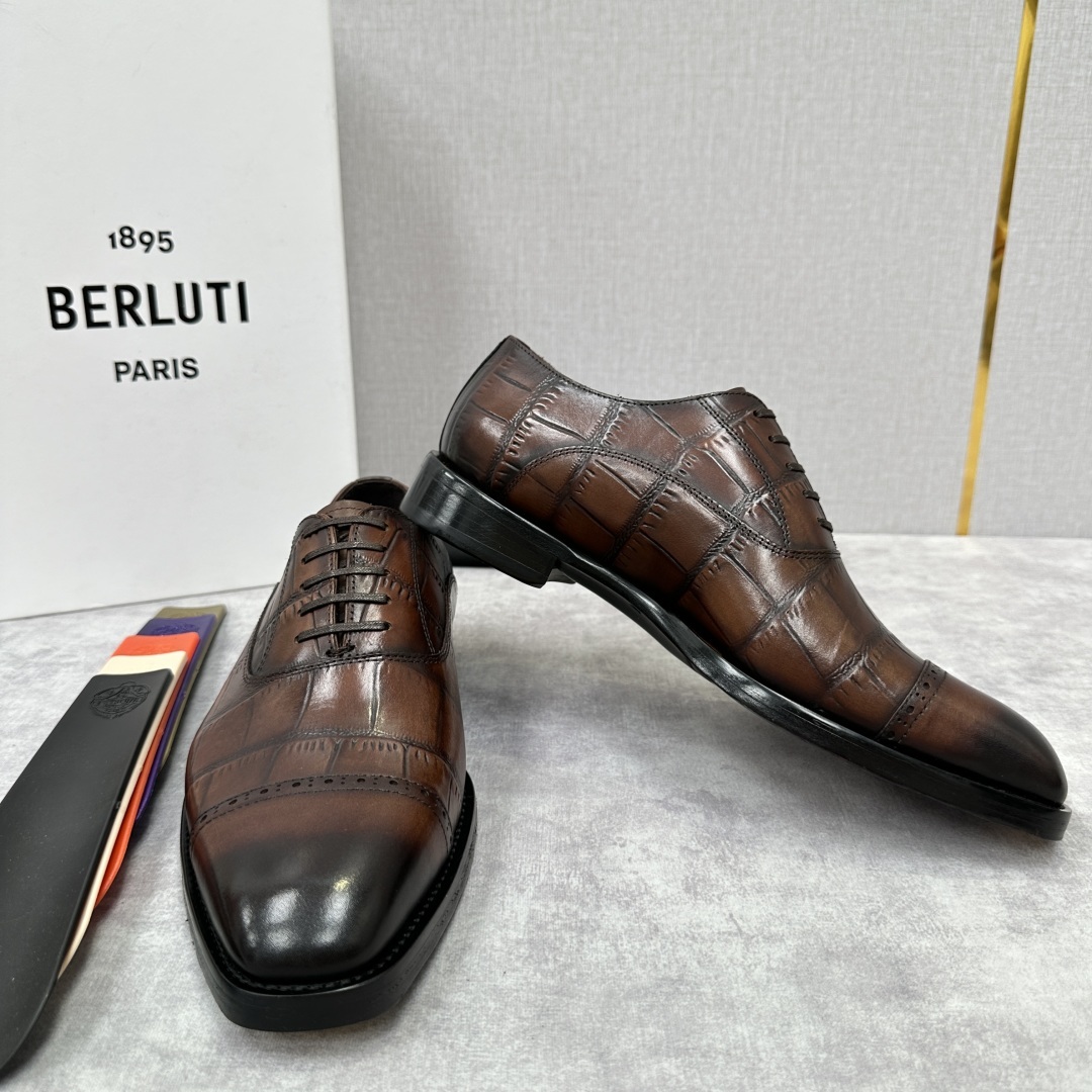 💋💍Berlut* 布鲁提 新款男士三接头手工擦色正装皮鞋出货 甄选优质进口小牛皮鞋面 手工擦色