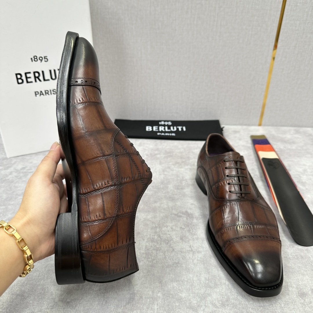 💋💍Berlut* 布鲁提 新款男士三接头手工擦色正装皮鞋出货 甄选优质进口小牛皮鞋面 手工擦色