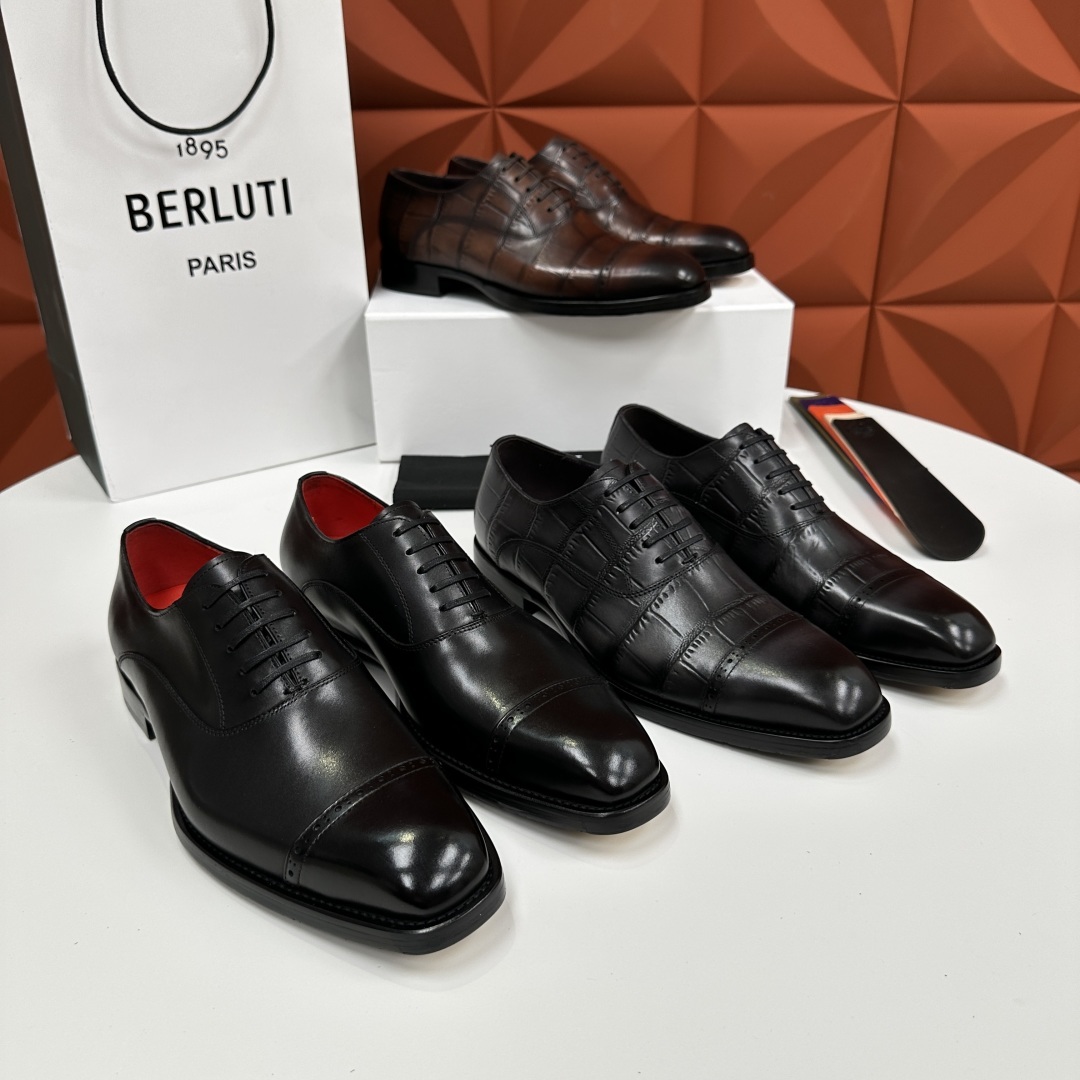 💋💍Berlut* 布鲁提 新款男士三接头手工擦色正装皮鞋出货 甄选优质进口小牛皮鞋面 手工擦色