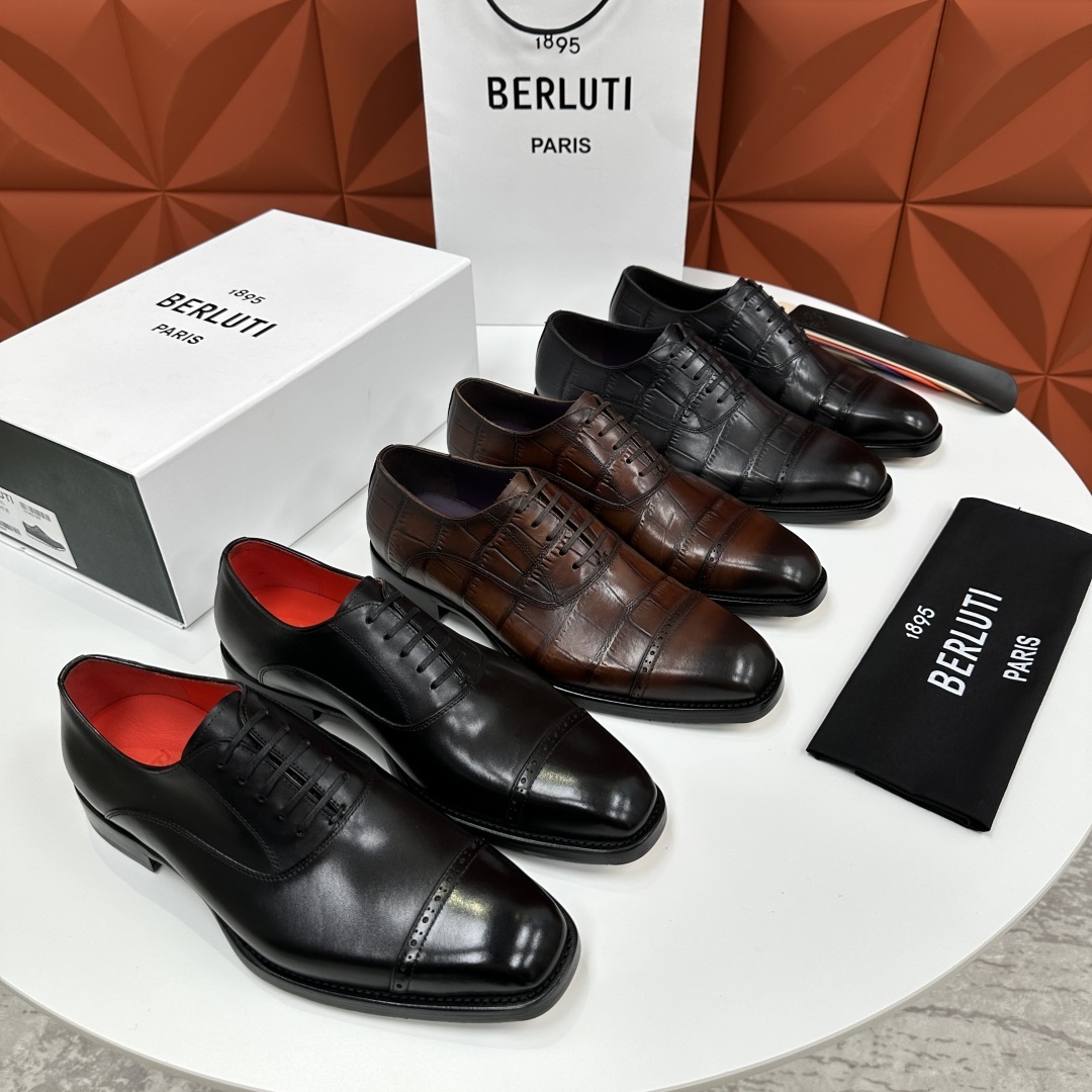 💋💍Berlut* 布鲁提 新款男士三接头手工擦色正装皮鞋出货 甄选优质进口小牛皮鞋面 手工擦色