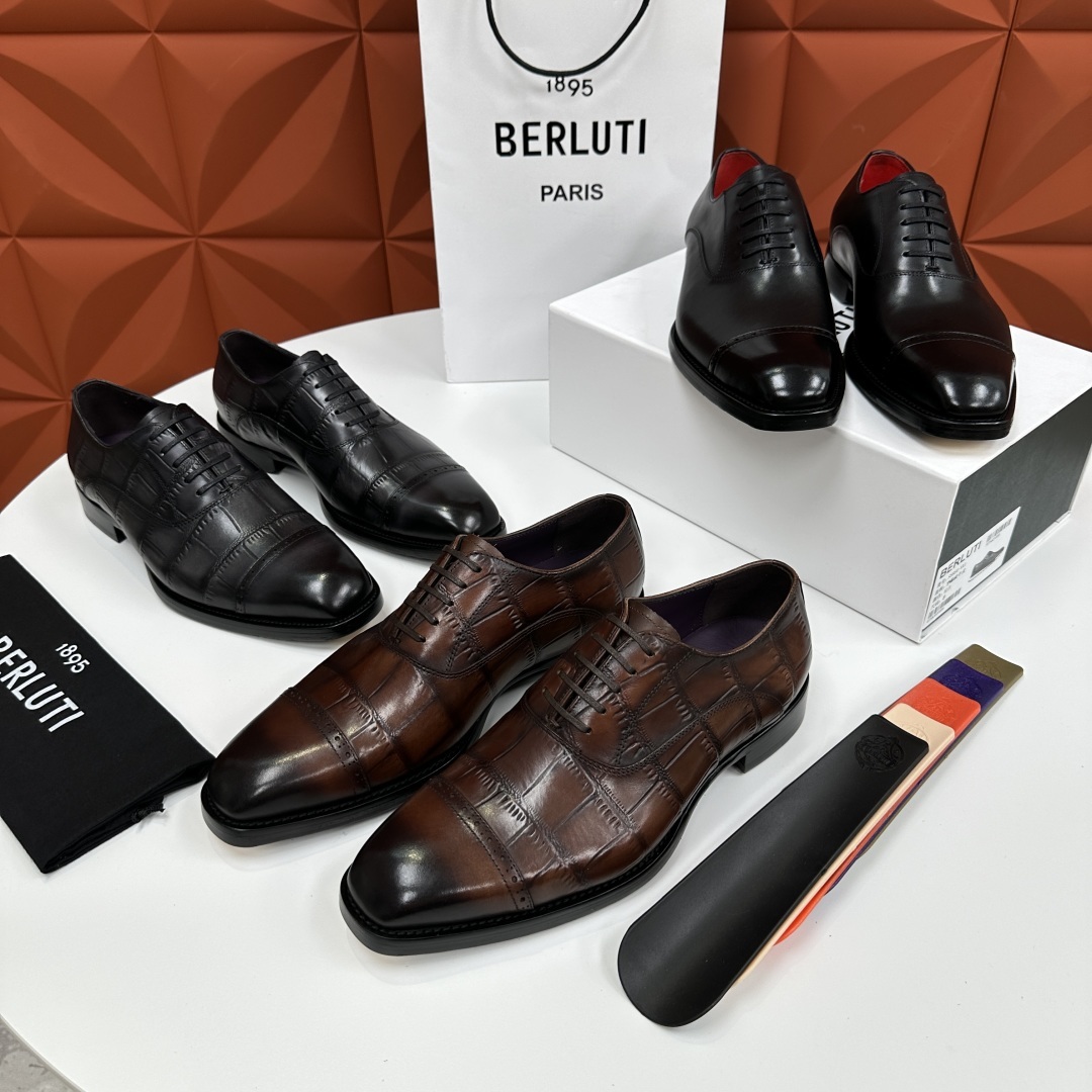 💋💍Berlut* 布鲁提 新款男士三接头手工擦色正装皮鞋出货 甄选优质进口小牛皮鞋面 手工擦色